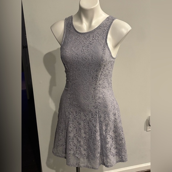 Speechless Dresses & Skirts - Speechless Sleeveless Lace Mini Dress - Soft Gray Pockets